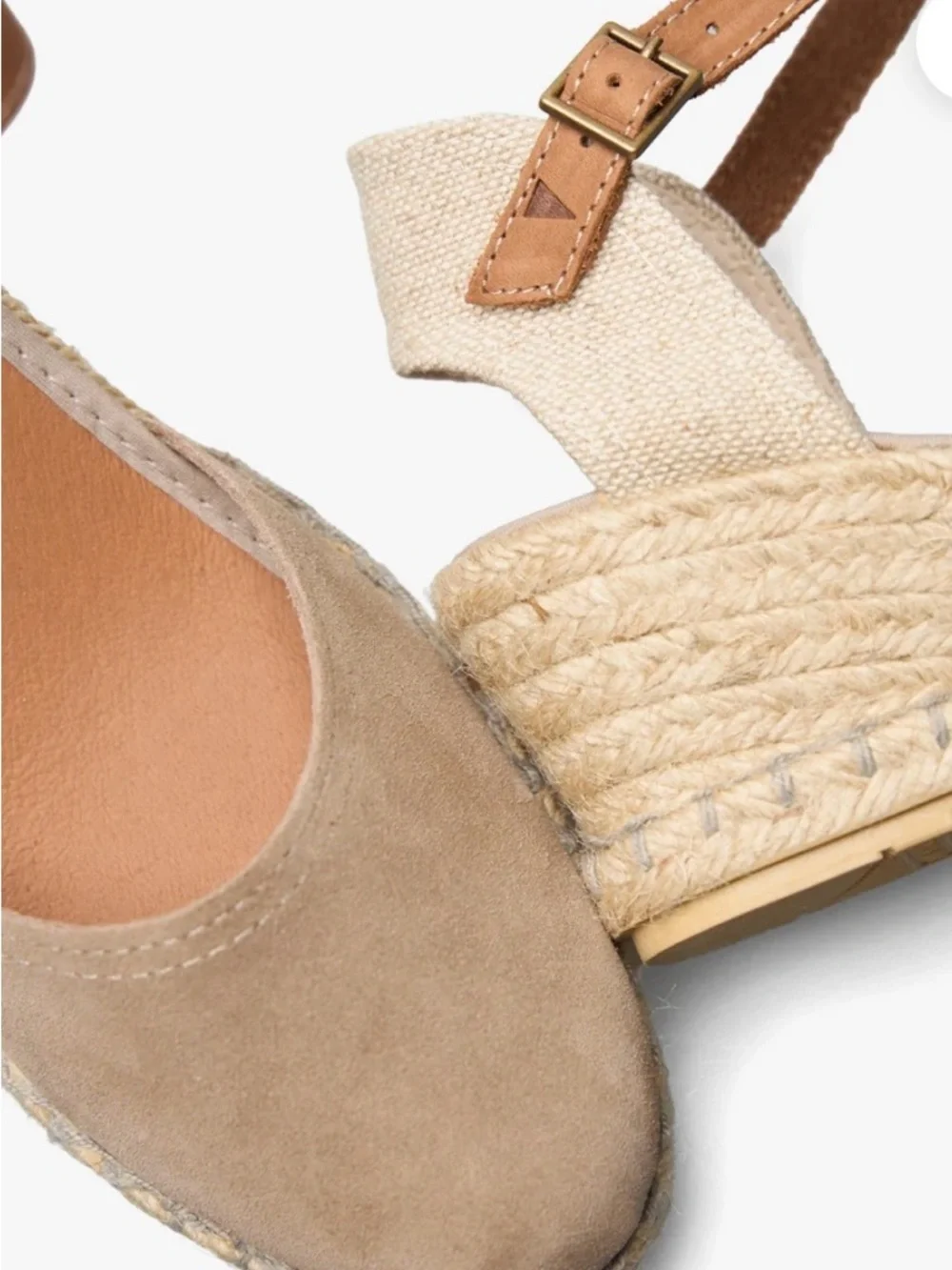 Verbenas Suede Espadrille Jute Wrapped Wedge Sandals with Leather Ankle Strap